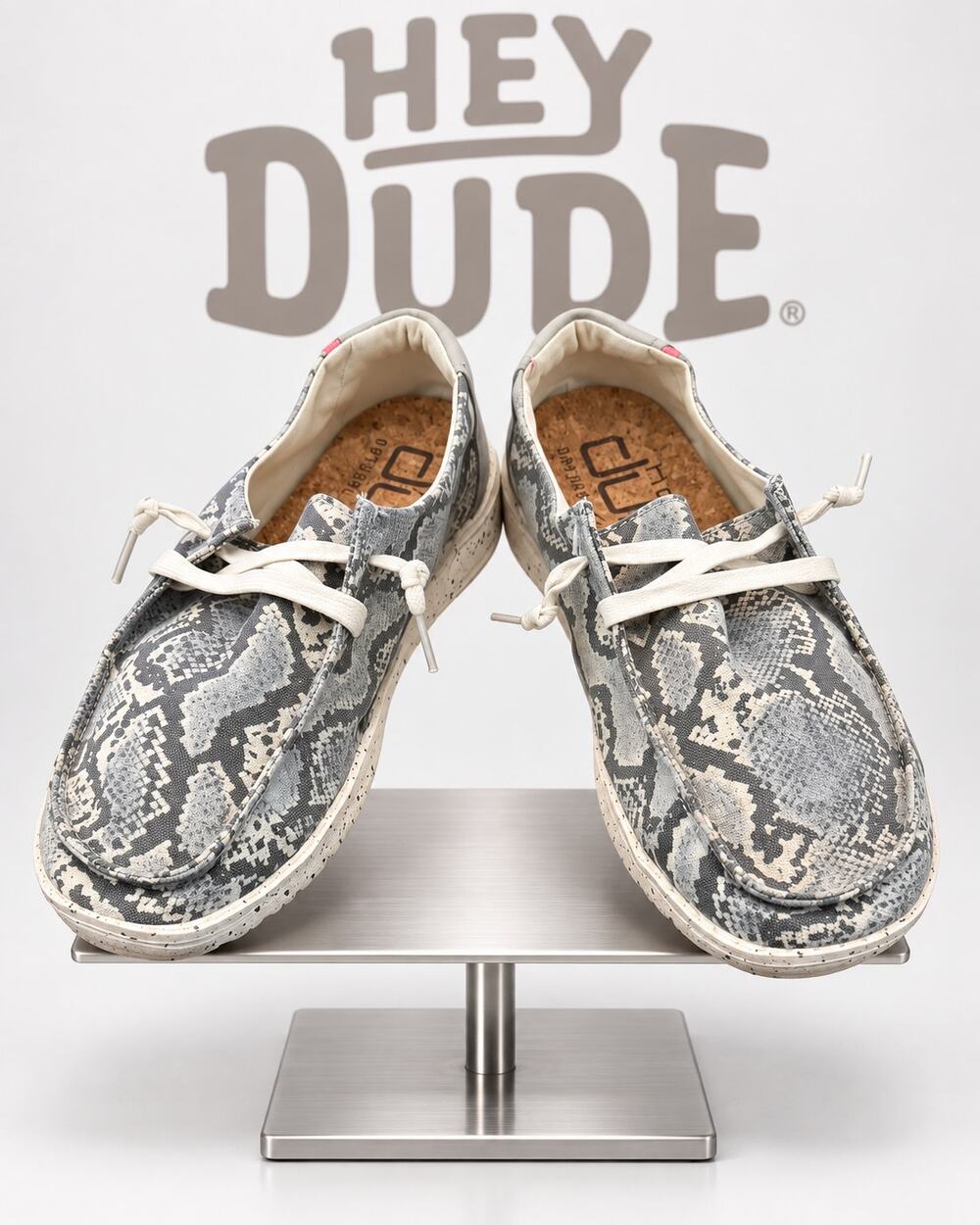 HEYDUDE Wendy Jungle Grey Snakeskin Print Slip-On Shoes Women’s 7